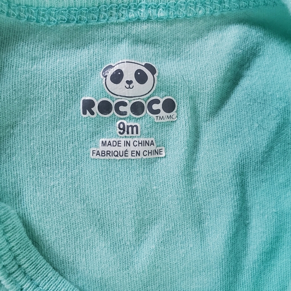 Rococo Short Sleeve Bodysuit, Teal Llama, 9 months - Picture 4 of 6